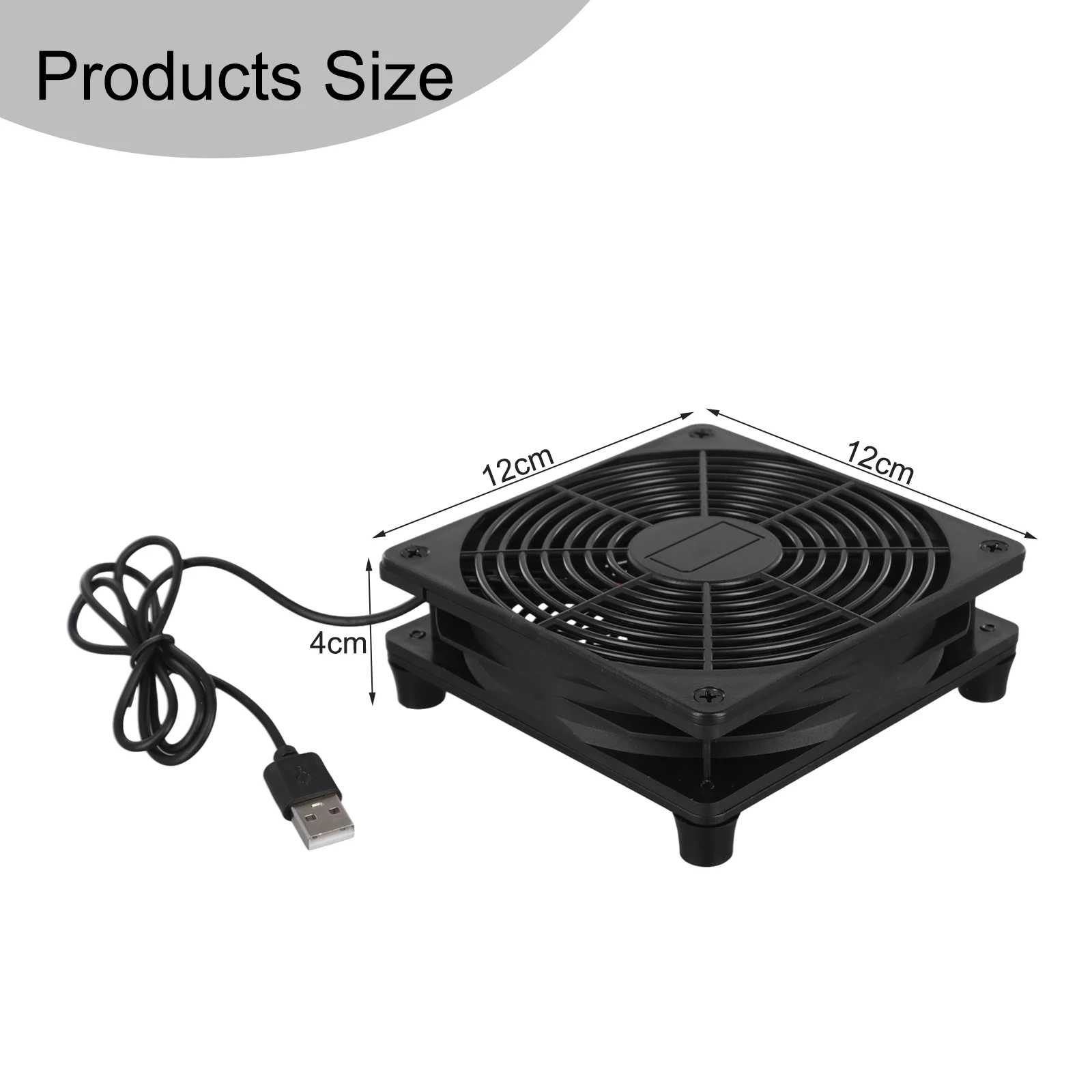 5V USB Powered Fan 120mm USB Router Fan For Home Office 100CFM Airflow 27dB Noise Level 5V USB Power 80cm Cable Length