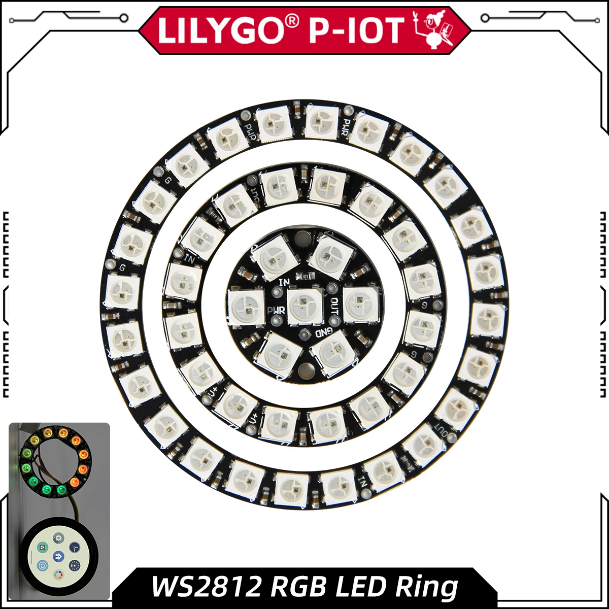 LILYGO® RGB LED WS2812 حلقة LED RGB 7Bit 12Bit 16Bit 24Bit LED مصباح حلقة كامل اللون محرك متكامل لاردوينو ديي