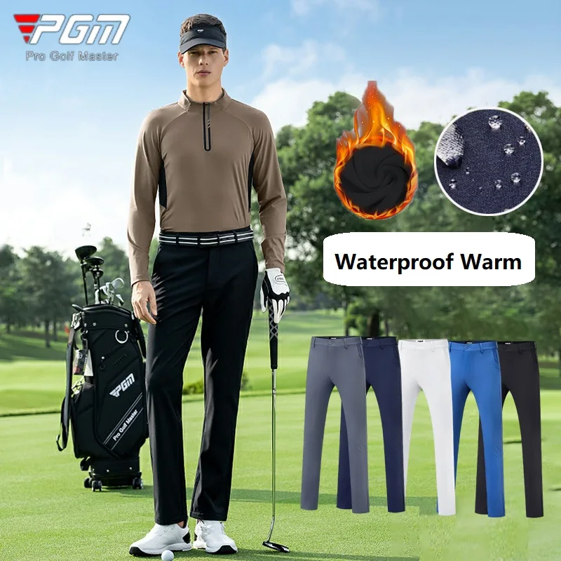 PGM Men's Golf Pants Autumn Winter Thickened Plush Thermal Sports Trousers Waterproof Windproof Golf Sweatpant XXS-XXXL