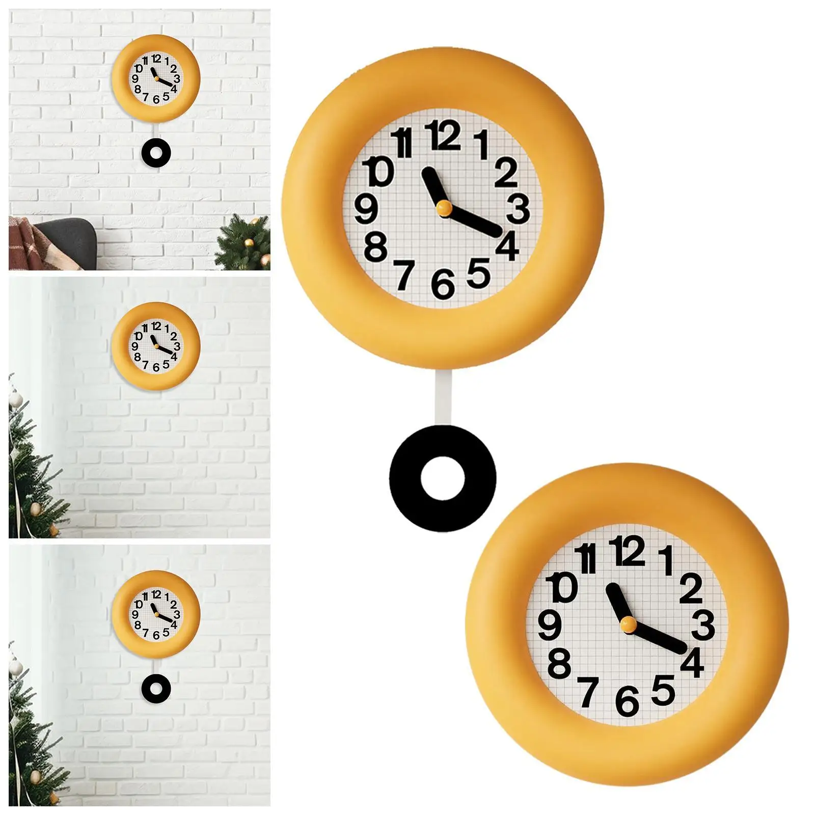 

Wall Clock Easy to Read Housewarming Round Wood Clock Non Ticking Silent Hanging Clock for Counter Hotel Dining Room School Dorm