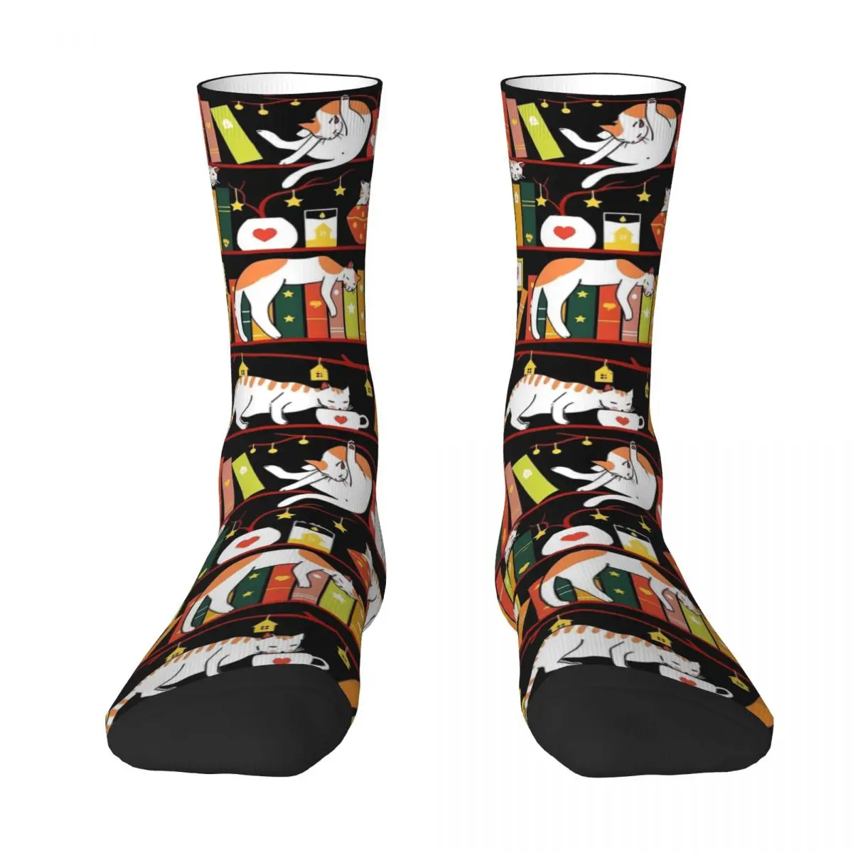 Library Cats Stockings Autumn Colour Version Design Funny Socks Autumn Anti Skid Socks Couple Running Sports High Quality Socks