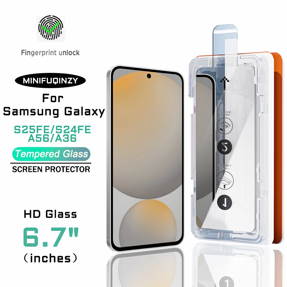 

Install Kit HD Tempered Glass For Samsung Galaxy S25 FE 5G S24 FE Screen Protector A56 A36 Unlock Bubble Free Installation S24FE
