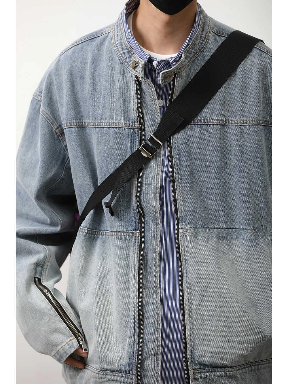 

Куртка-джинсовка LH Store в японском ретро-стиле с воротником-стойкой, свободного кроя, повседневная, трендовая, для пар