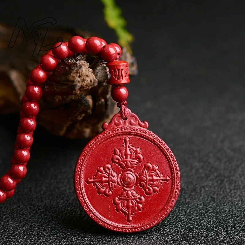 Luxury Red Cinnabar Tara Guanyin Auspicious Clouds Pendant Carving Natural Genuine Women's Jewelry Accessories Energy Gift Best