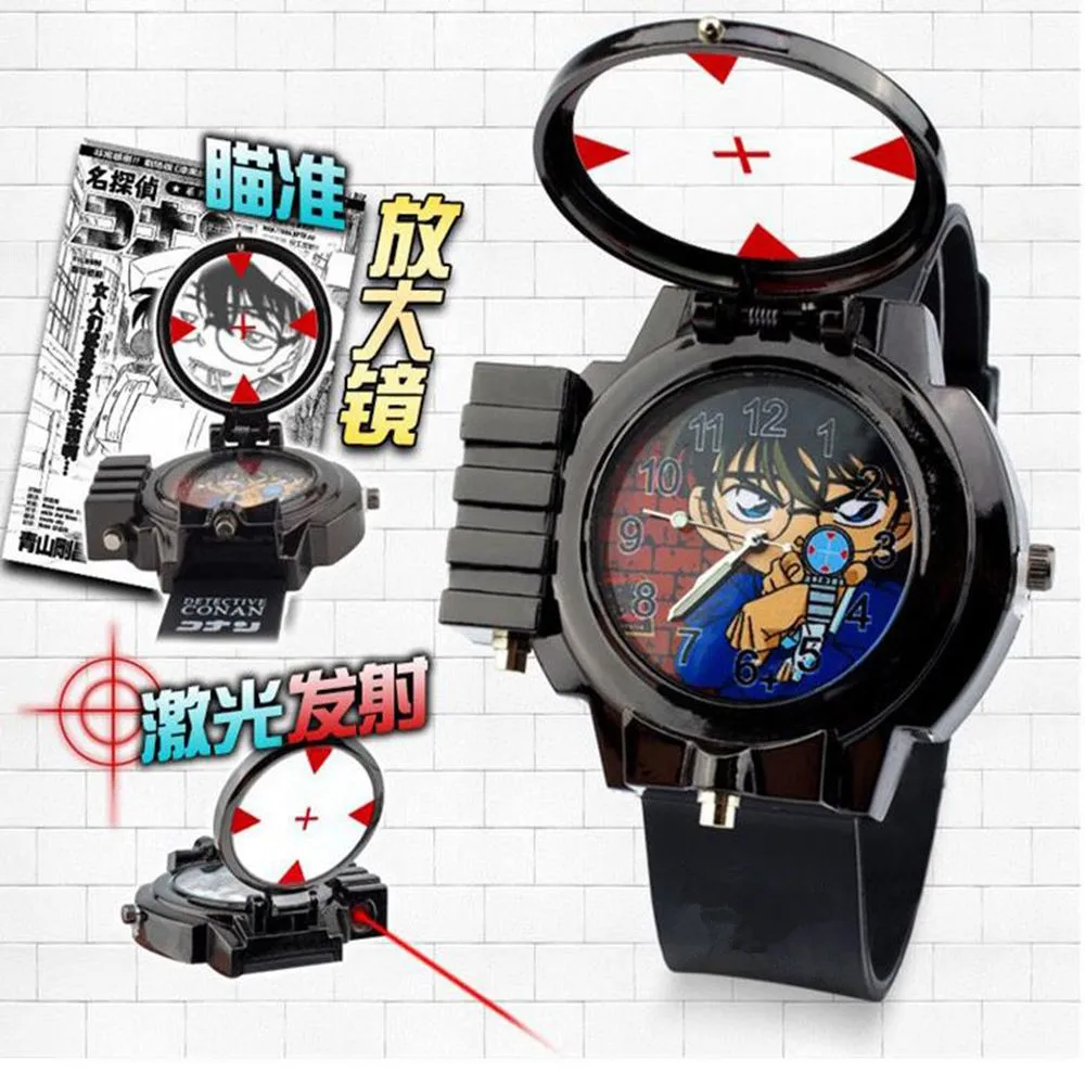 Reloj de Dibujos Animados Conan, Figuras de Acción de Detective, Reloj de Cuarzo con Iluminación Temática de Anime, Regalo para Niños