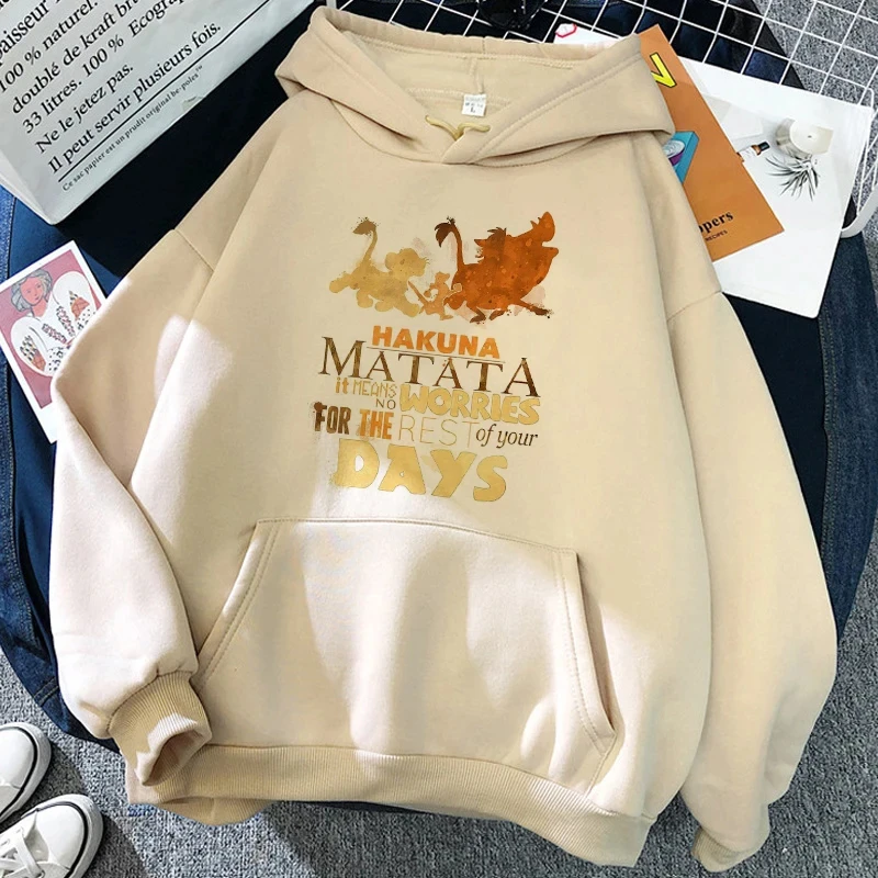 Womens Winter Hoodies Y2K Cut New Knitwear Disney Lion King Print Oversized Hoodie 2000s Clothing Y2k Long Sleeve Hooded Sweatsh