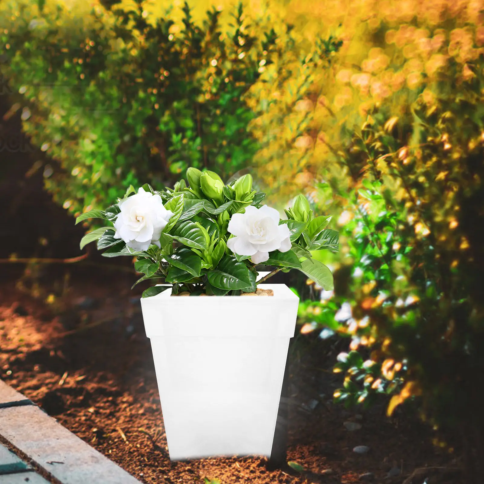 

Солнечный светящийся квадратный цветочный горшок, светящийся вазон для растений, уличный садовый декор, солнечная лампа-кашпо для балкона