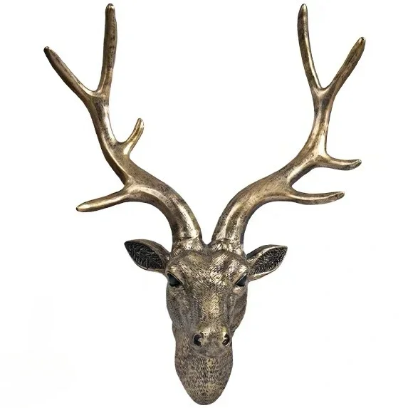 American retro simulation resin deer head wall decoration, home,  restaurant creative wall crafts, animal head wall hanging