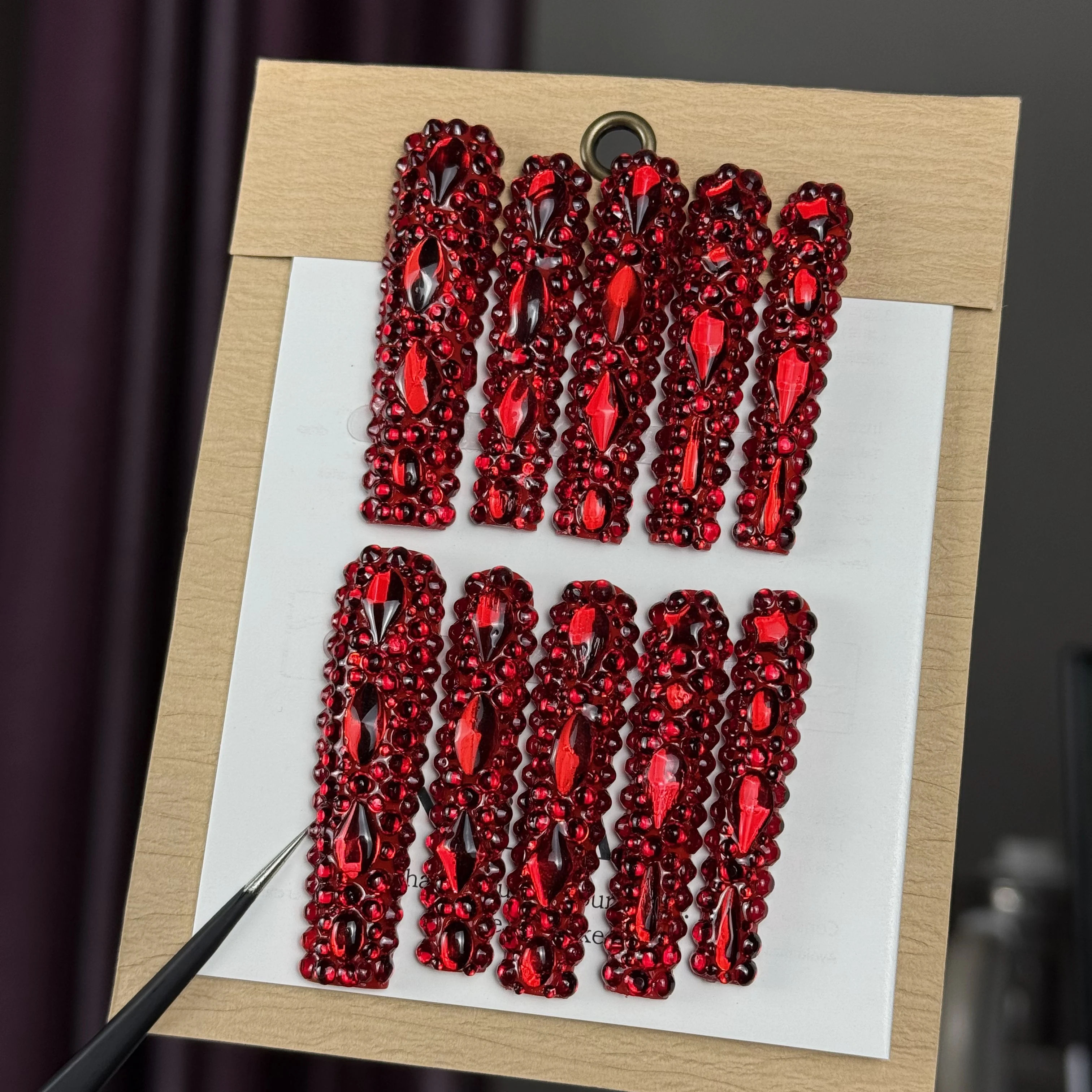 

10 шт., высококачественные ретро-красные бриллианты, ручная роспись, трехмерные квадратные бриллианты, блестящие бриллианты, искусственная ручная работа