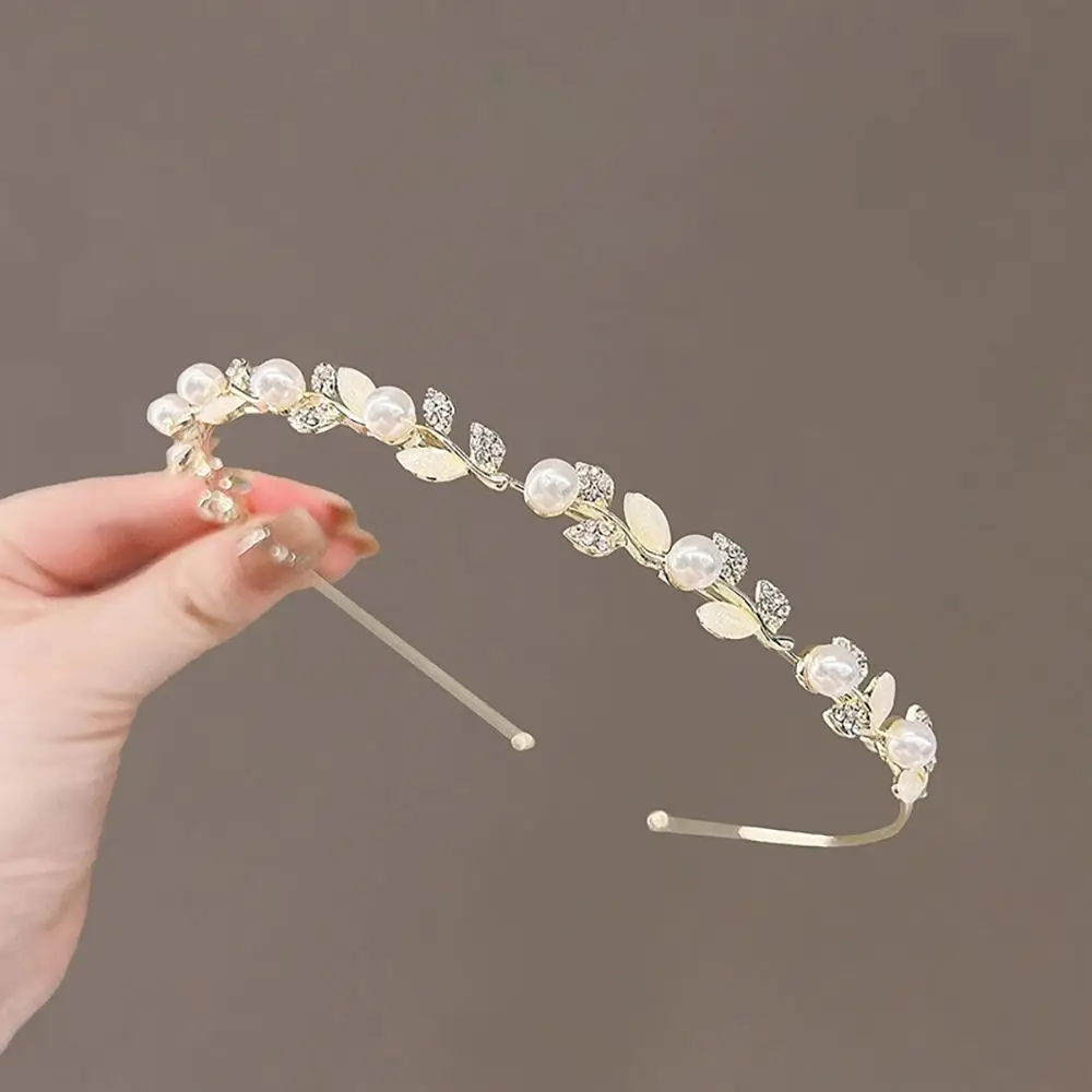 Crystal Rhinestone Headband Pearls Hairband Women Bridal Wedding Tiara Hair Accessories Crown Headband Headwear