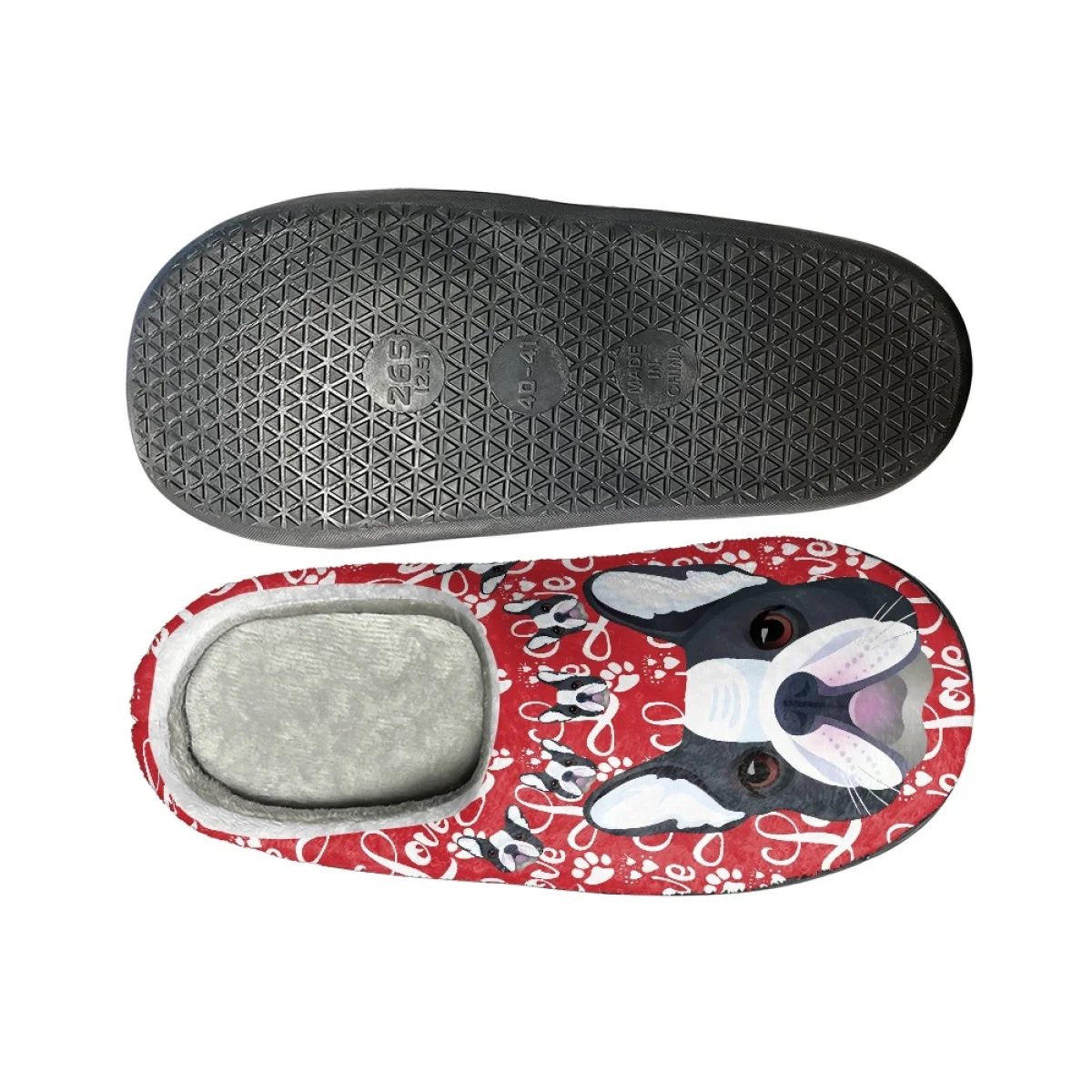 Fashion Bulldog Design Winter Flats Cotton Slippers Casual Cozy Couple Slides Slippers Indoor Warm Floor Shoes Zapatillas Mujer