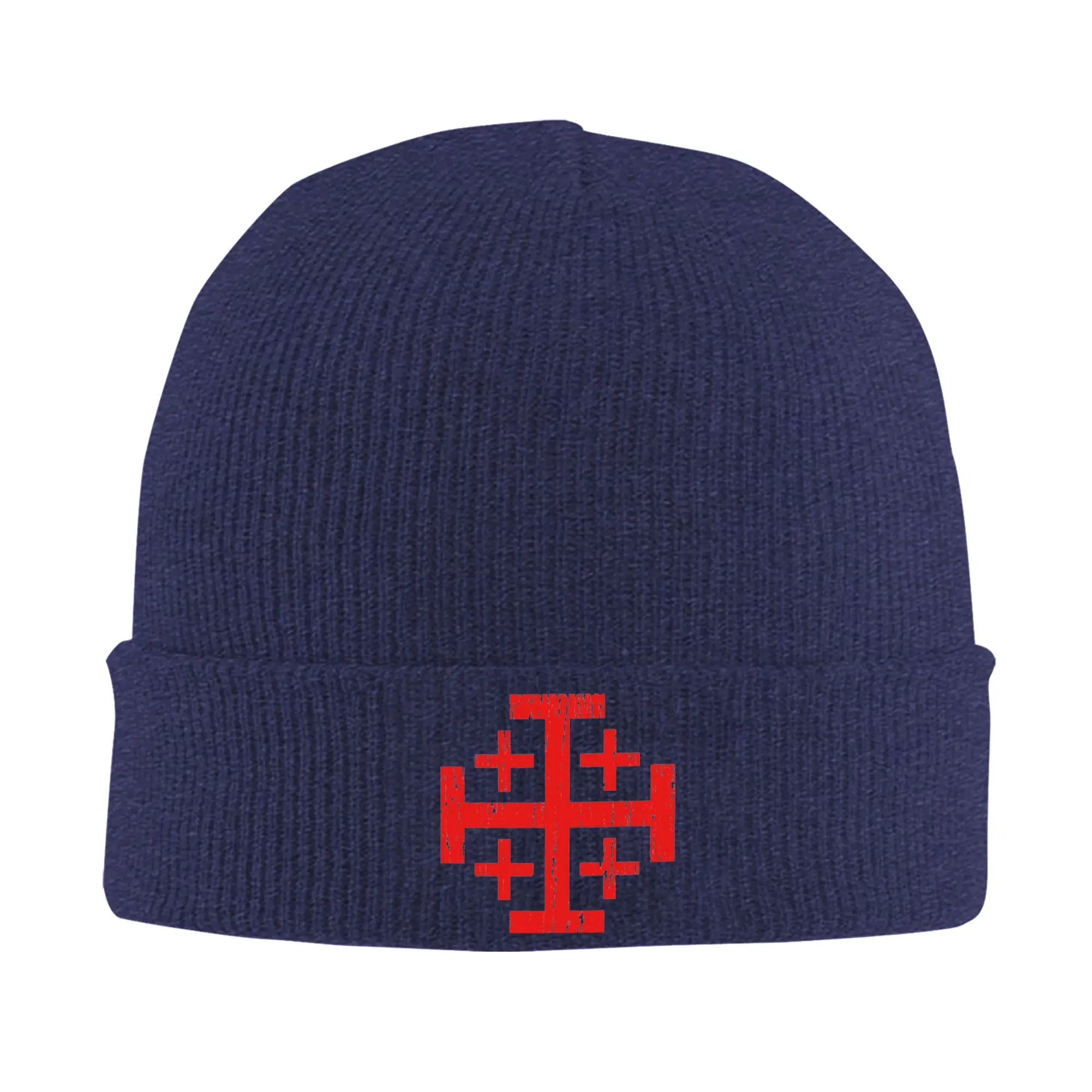 Knights Templar Jerusalem Cross Hat Autumn Winter Beanies Warm Crusader Chivalry Holy Land Orthodox Templars Caps Acrylic Bonnet
