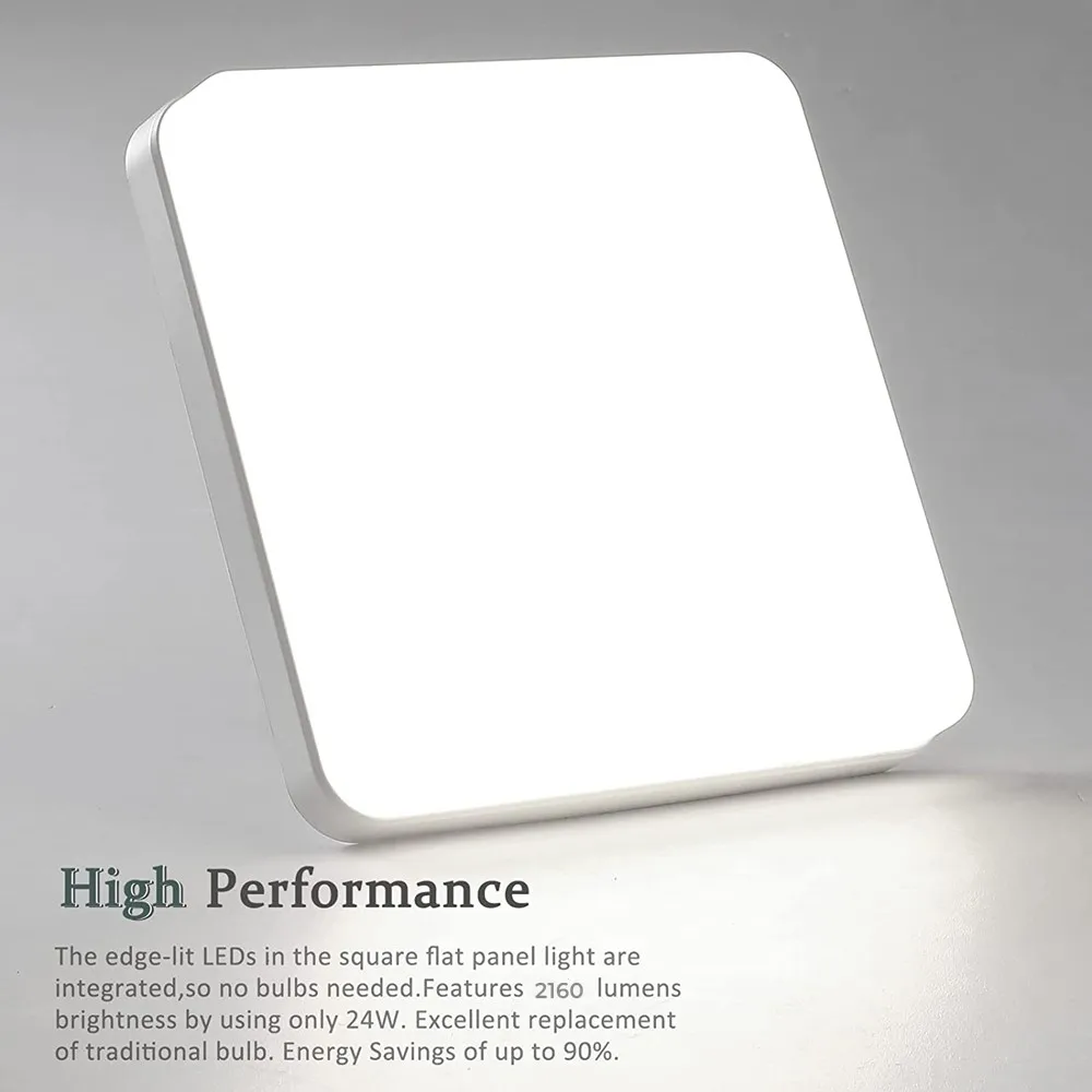 LED Ceiling Lamp in Square for Living Room Natural Light Warm/Cold White Modern Home 48/36/24/18W for Bedroom Kitchen Lighting