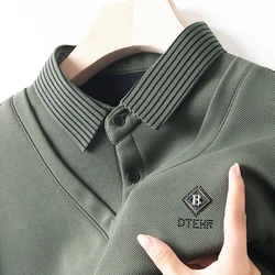 Advanced luxury autumn and winter solid color exquisite embroidery casual men's sweater warm thick shirt collar knitted sweater