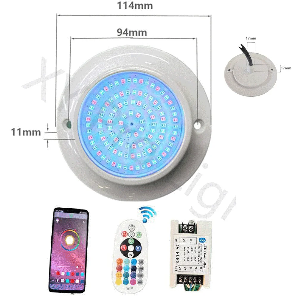 DC12V 12W RGB LED Pool Light Bluetooth APP Control Outdoor/Indoor Underwater Scenes,Fountains,Landscapes-Piscina Luz Spotlights