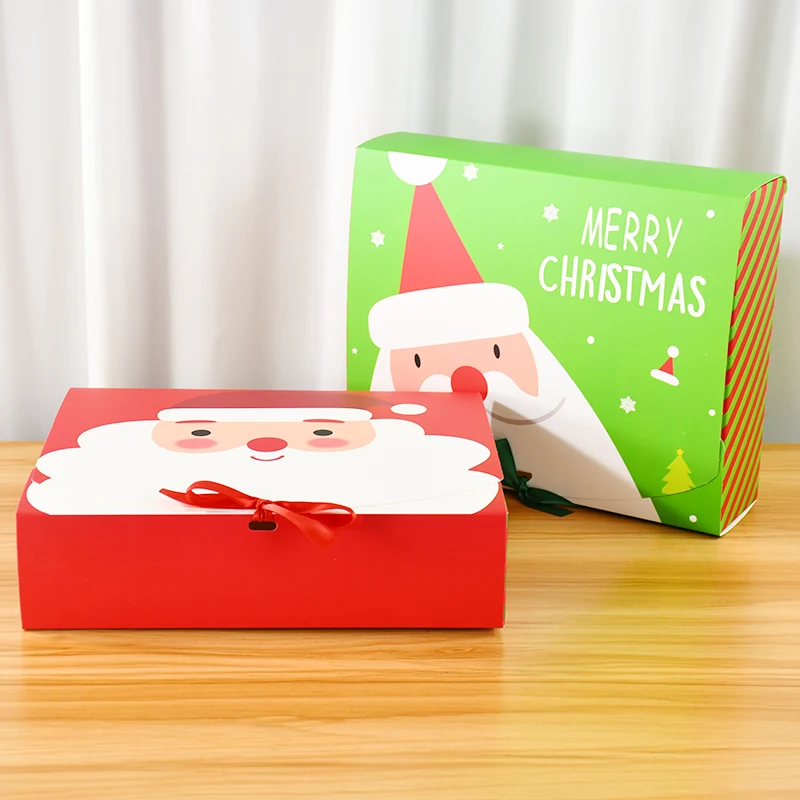 Christmas Candy Box Square Santa Claus Gift Boxes Party Chocolate Biscuit Packaging Bag Merry Christmas Party Favor Supplies