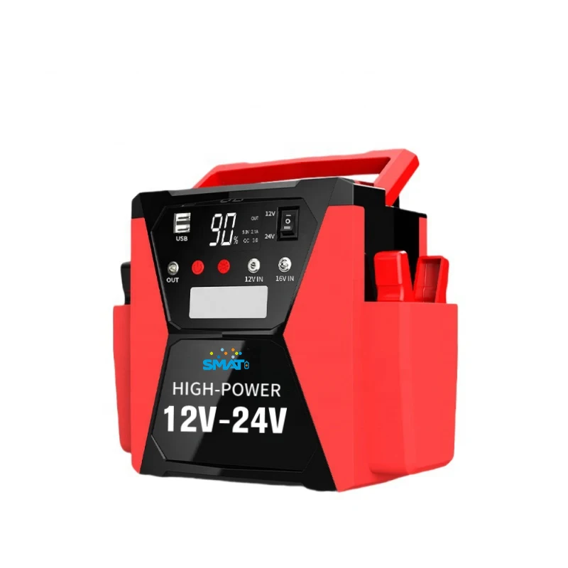 Heavy Duty 12V/24V Motorcycle/Car/Truck Jump Starter Power Bank 4000A Peak Current Booster With Spark Proof & LED Light