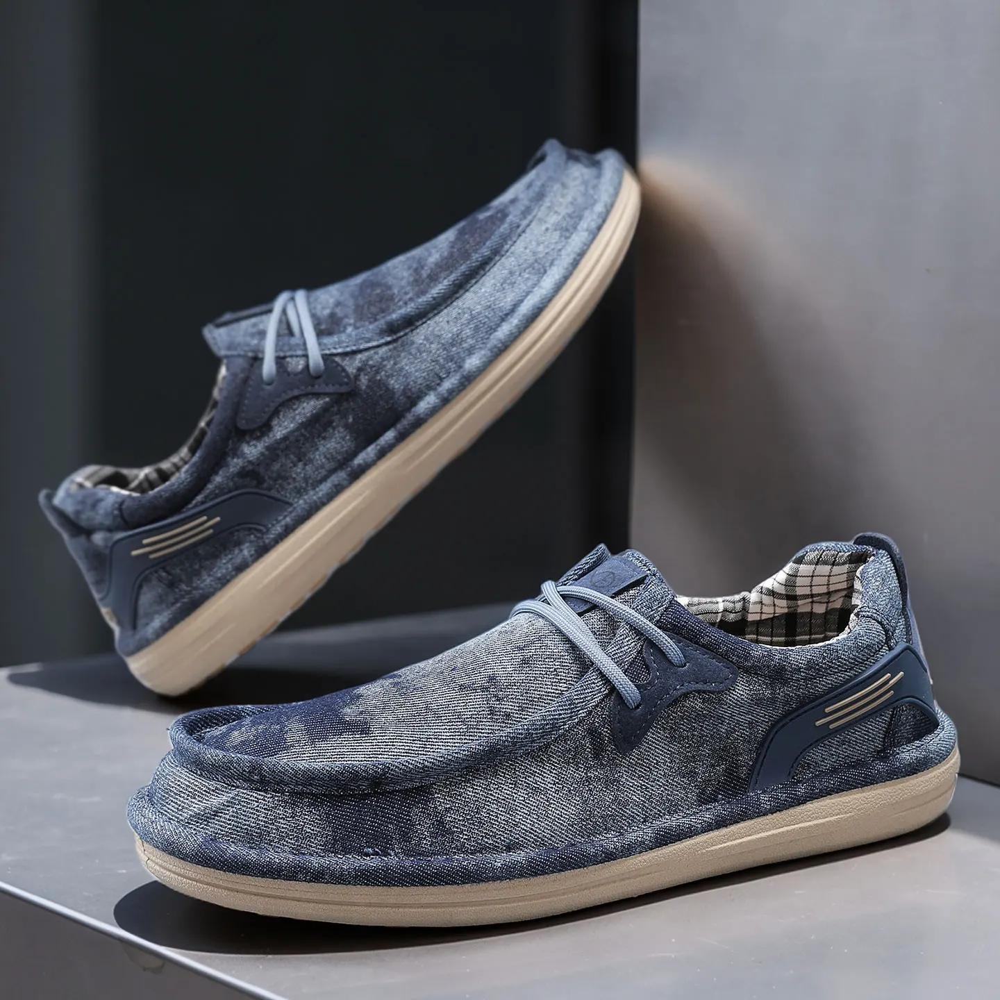 New Spring Autumn Men Breathable Canvas Shoes, Slip-On Lazy Shoes, Trendy Versatile Anti-Slip Wear Resistant Casual Footwear