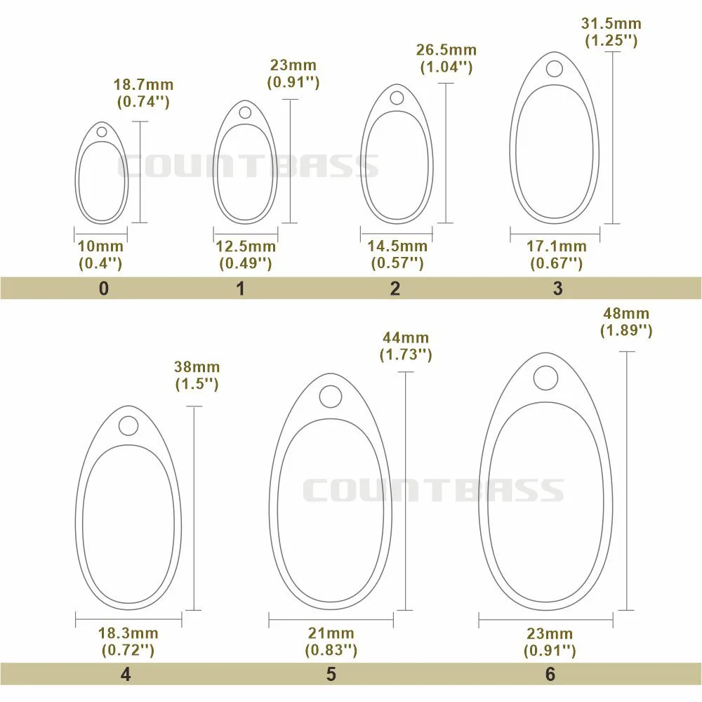 Countbass 50 Stuks Maat 0-6 Vernikkeld Staal Gladde Franse Spinner Bladen Nikkel Afwerking, Diy Vissen Kunstaas, Takel Ambacht