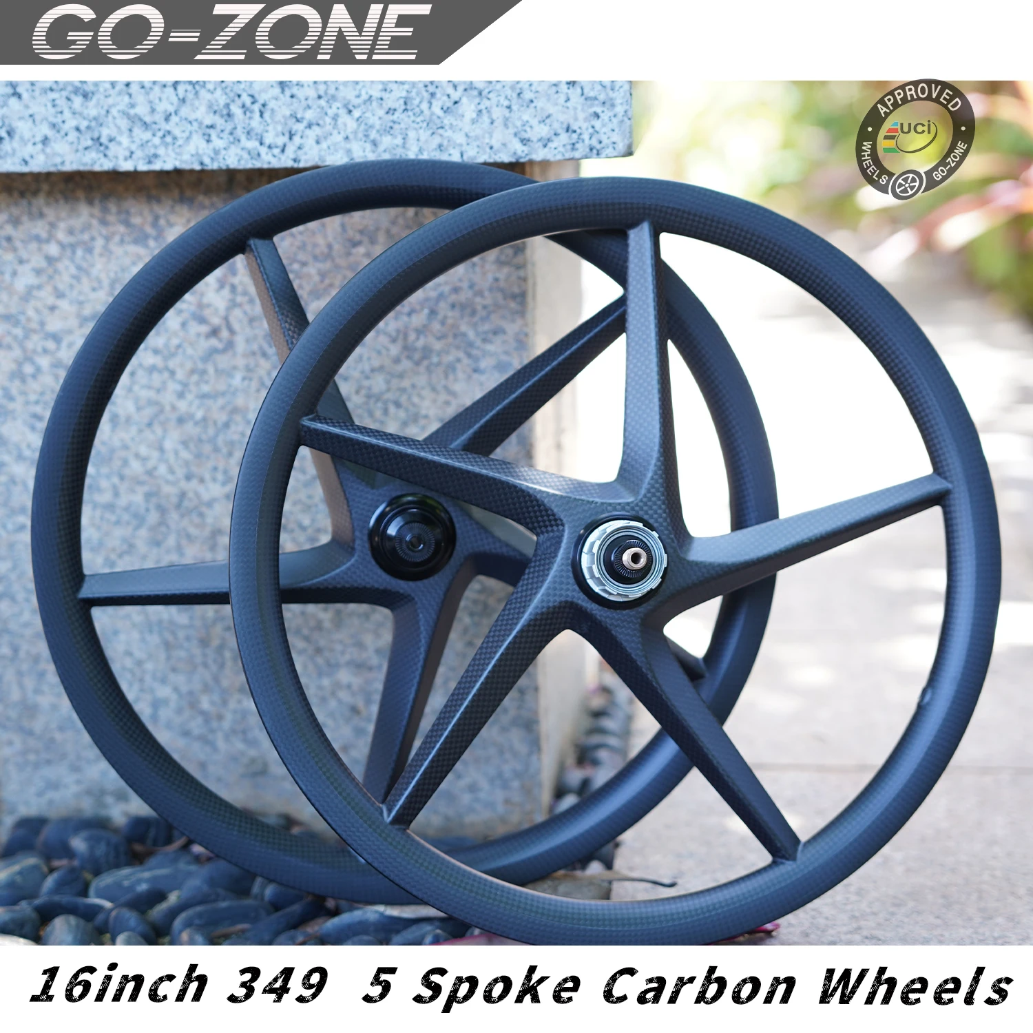 

V-тормоз 74/112 мм 16 дюймов 349 Карбоновые 5-спицевые колеса Clincher UCI Качество Brompton Складные велосипедные колеса