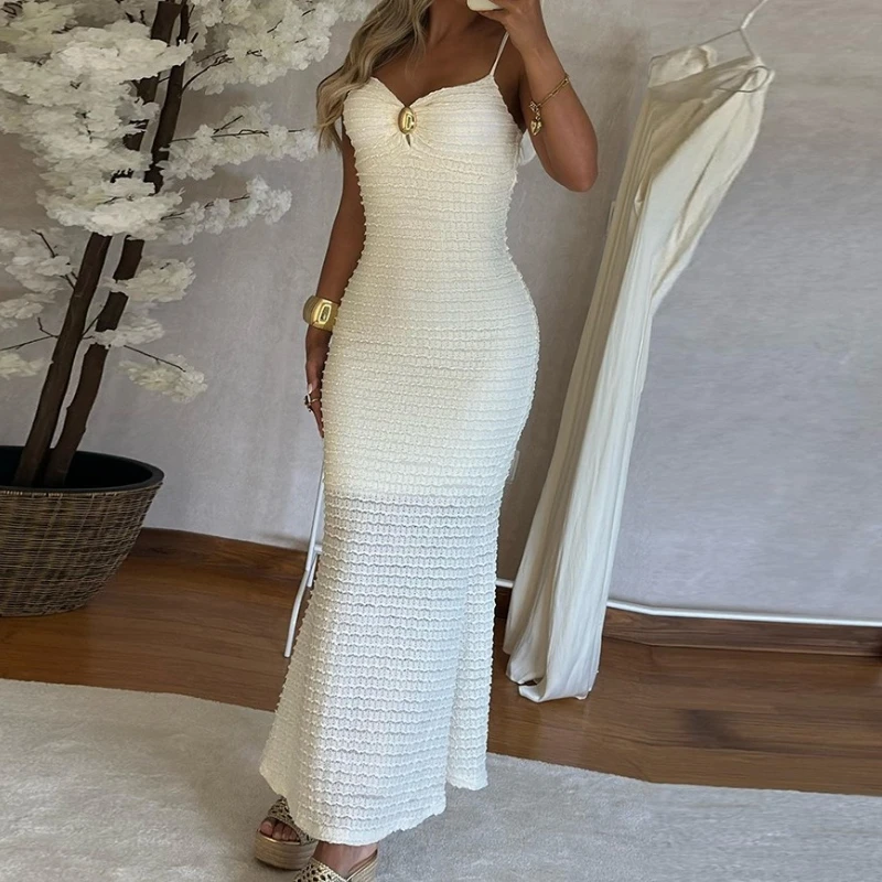 Dress for Women Elegant Party Vacation Temperament Slim Vestidos Sexy Slim Double-layer Suspender Long Dresses