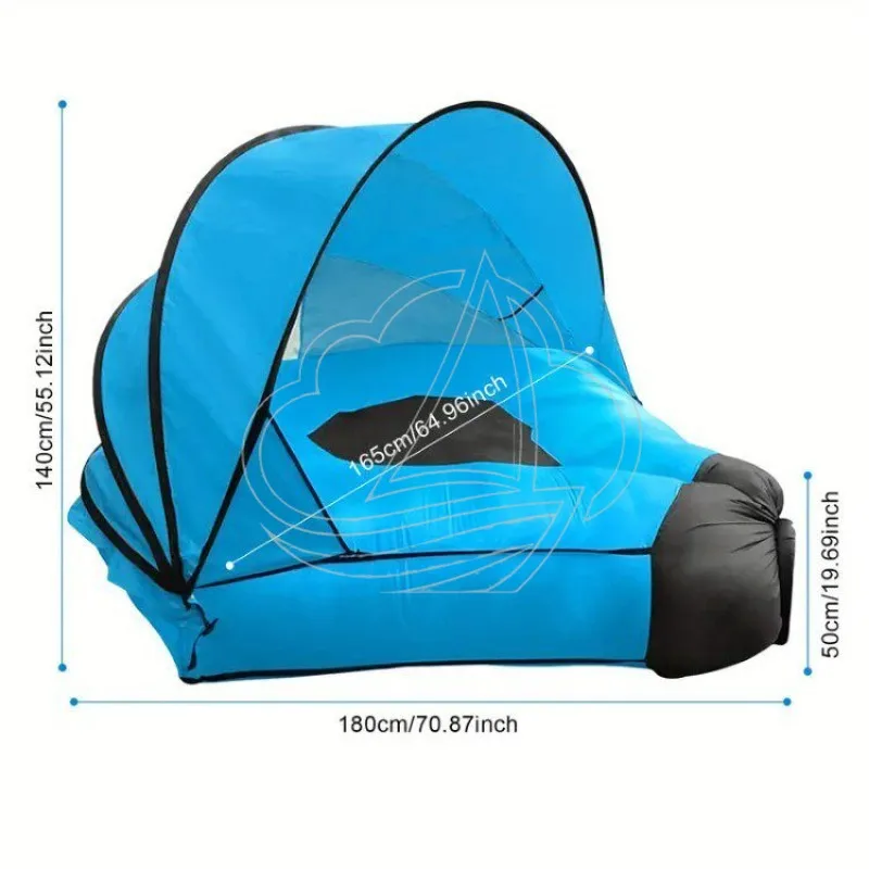 Portable Inflatable Sofa Bed With Sun Canopy Waterproof Lazy Air Mattress Outdoor Beach Camping Tent