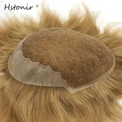 Hstonir Mens Prosthetic Lace Front Wig Masculina Parrucche Indian Remy Hair Replacement Q6 Swiss Lace Toupee H045