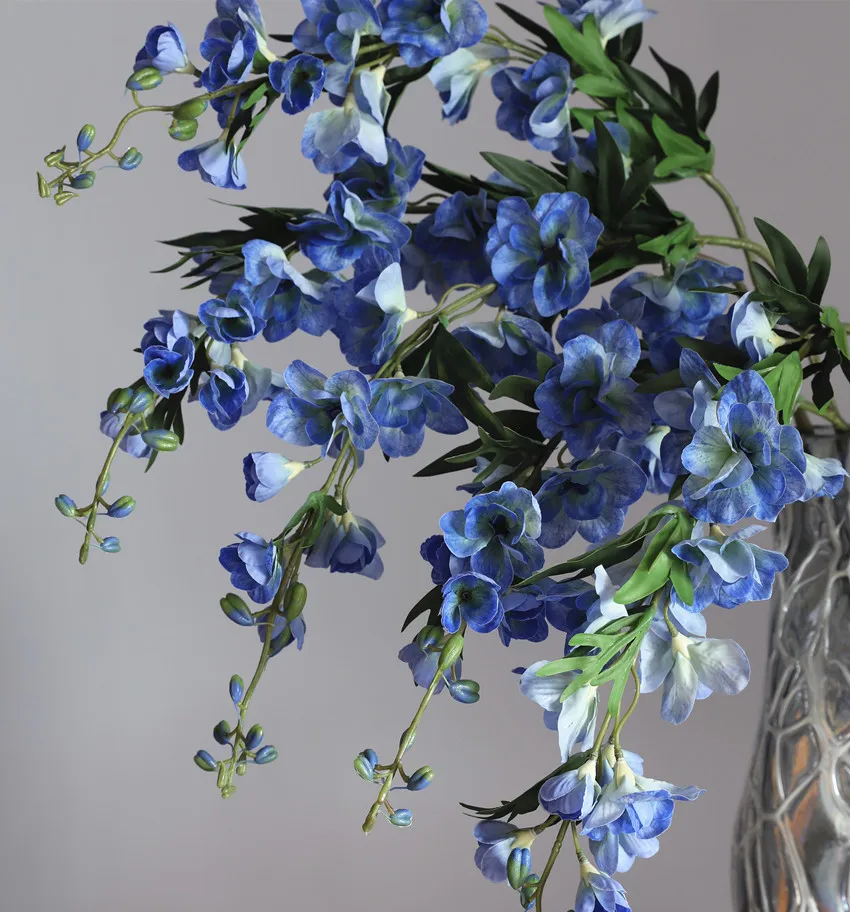3-teiliges Set 100cm Künstliche Blumen Latex Delphinium Violett Hochzeitsdekoration Saaldekoration Real Touch Blumen Hyazinthe Party Heimdekoration – Detail 3