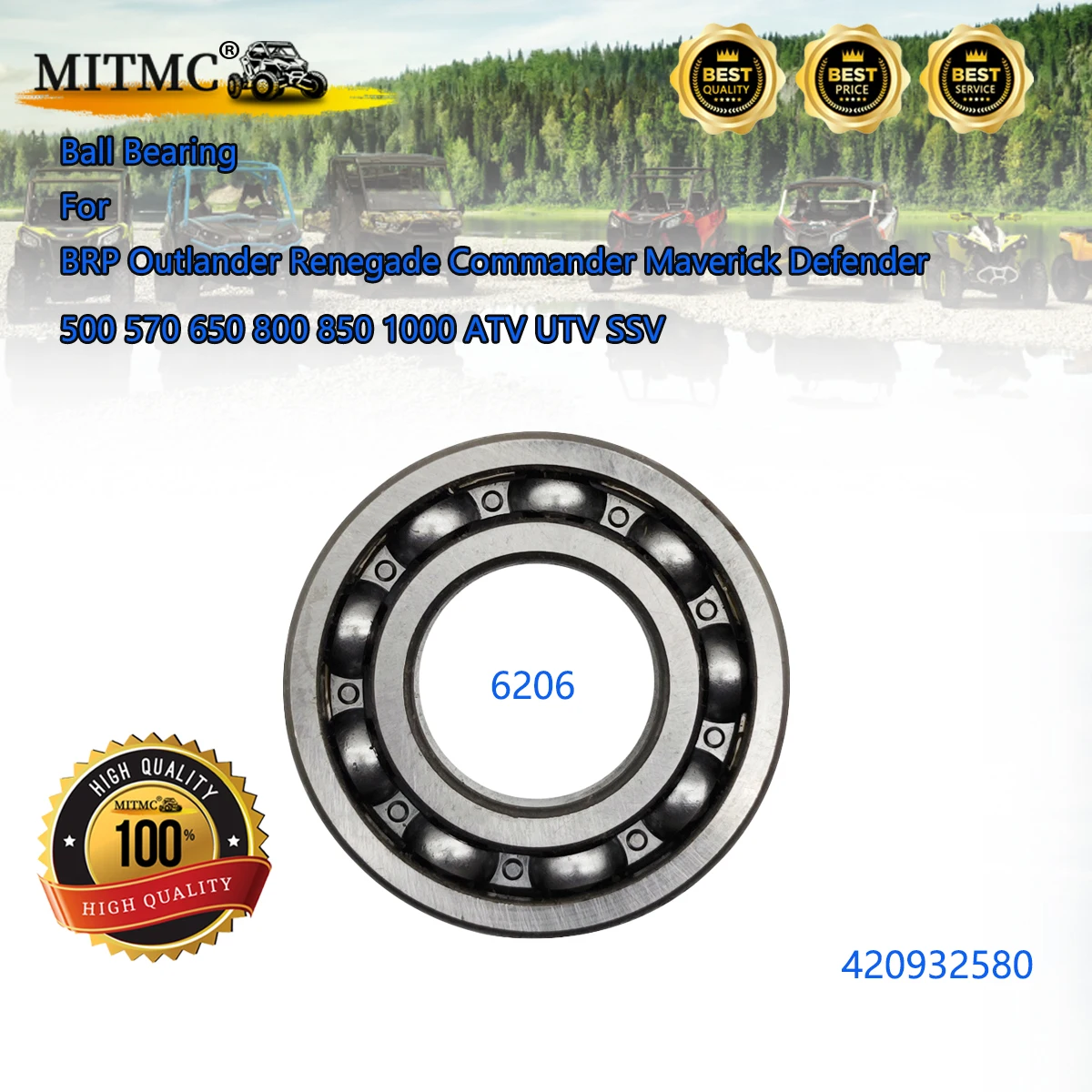 

Шарикоподшипник для коробки передач BRP Outlander Renegade Commander Maverick Defender 500 570 650 800 850 1000 ATV UTV SSV 420932580