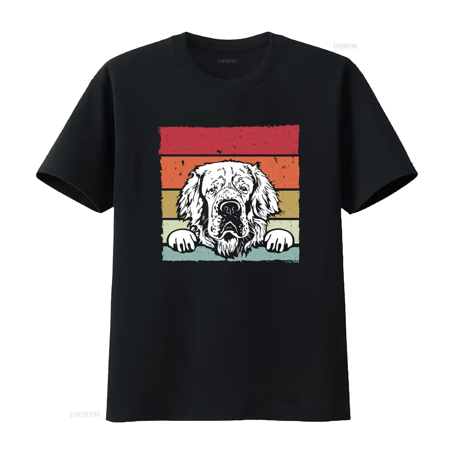 Dog Retro Clumber Spaniel Print T Shirt for Fashion Casual  vintage Washed Soft Top For Everyday Wear Stretched Unisex fashion