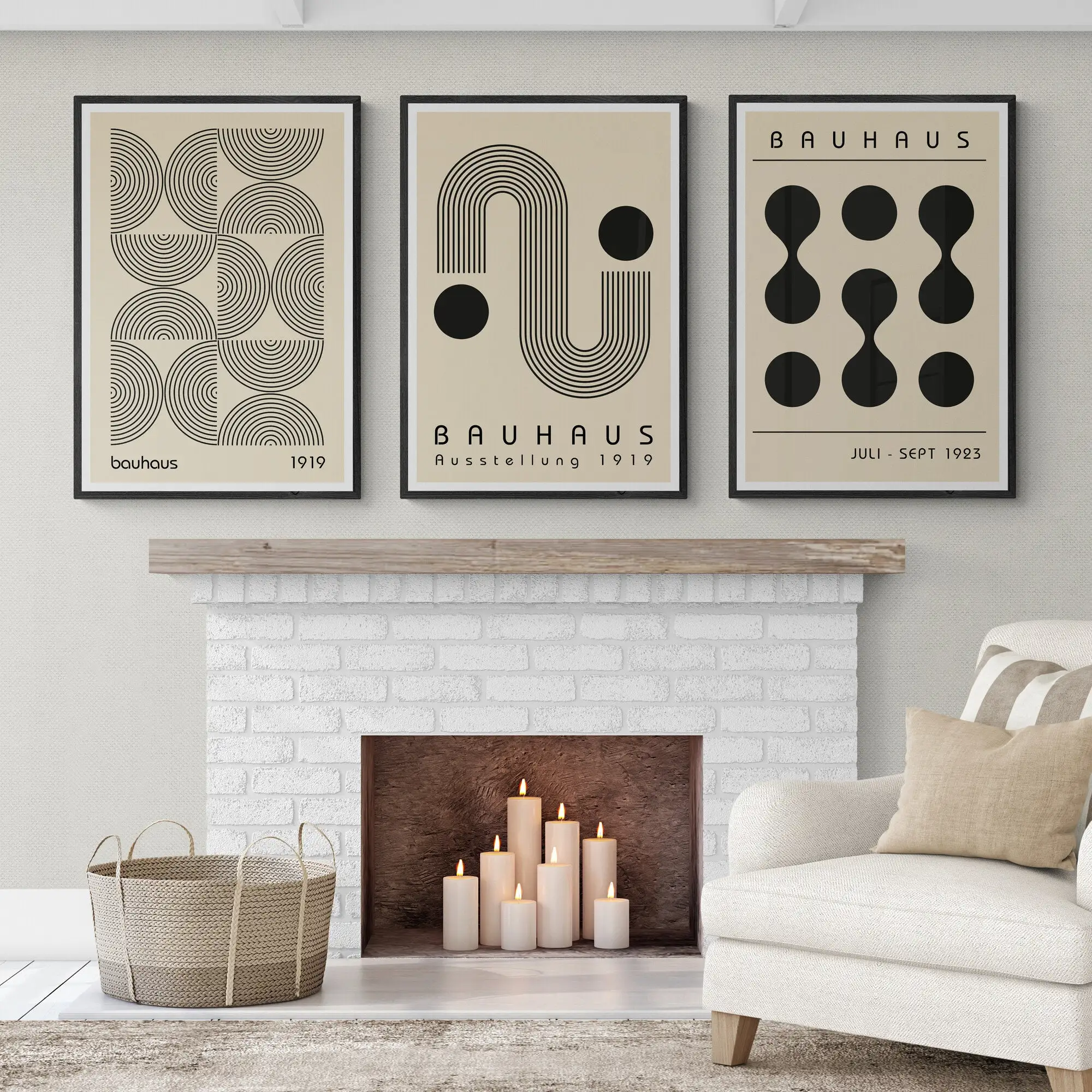 Green Bauhaus Abstract Geometric Canvas Prints Modern Creative Pattern Wall Art Poster for Home Office Living Room Spring Decor