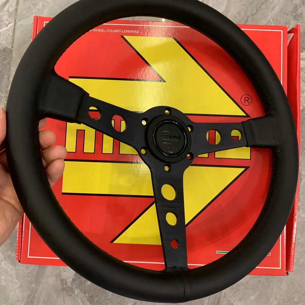 Racing 14Inch MOMO Prototipo Steering Wheel Drift Car Rally JDM MOMO Leather Steering Wheel Volantes For VW HONDA TOYOTA BMW