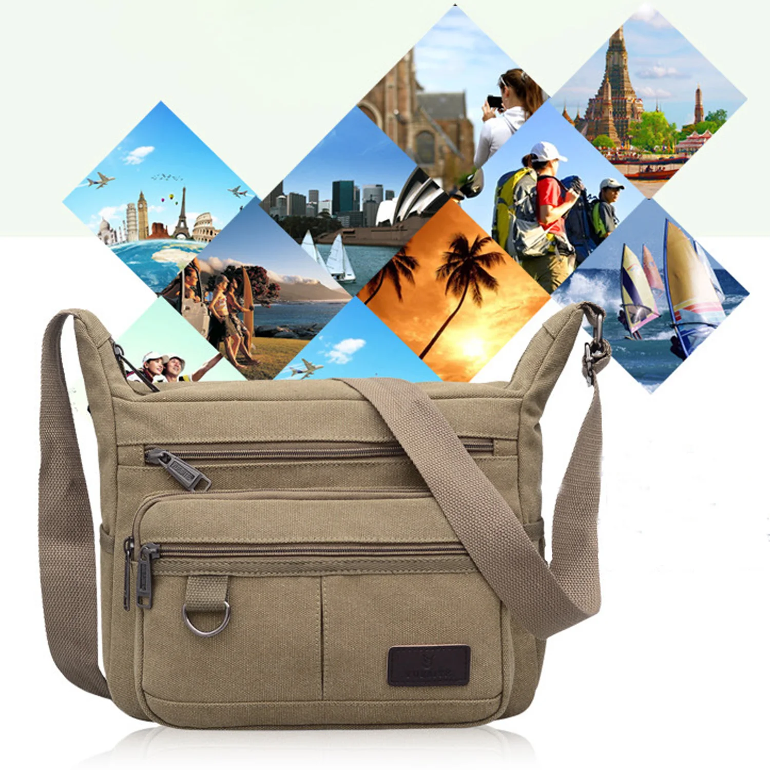 Canvas Shoulder Bag Laptop Bag Computer Notebook Briefcase Sleeve Pouch Case for School Business Travel Outdoor Activity