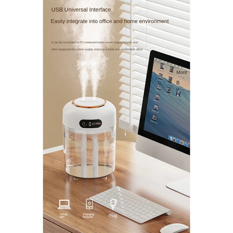 USB Humidifier Diffuser Essential Oil Diffuser Cool Mist Humidifier With Atmosphere Light 4500Ml For Spa Home Office