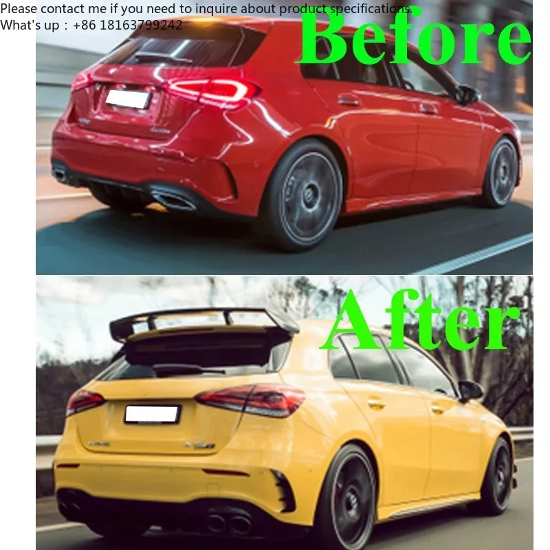 

Rear Bumper Diffuser spoiler Lip with Exhaust Tips for Mercedes Benz A W177 A160 A180 A200 A220 A250 Hatchback A45 Look 2019+