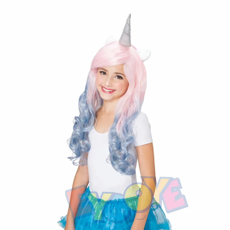 

Милый детский парик-хвостик с единорогом и радужными прядями для праздников, вечеринок, выступлений и косплея