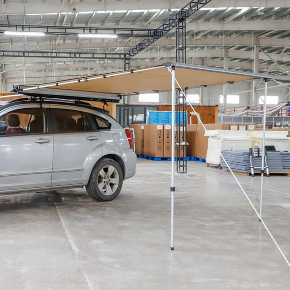 Canvas Retractable Car Awning Outdoor Portable UV Protection Shade Awning for RV Picnic Camping Travel