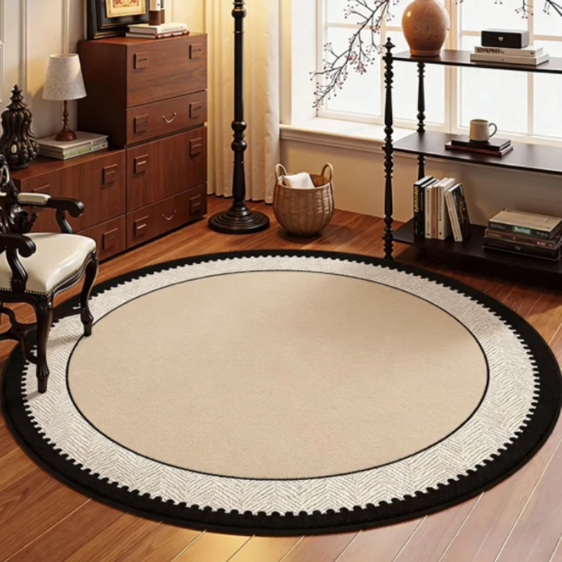 French Style Bedroom Decor Round Carpet Washable Carpets for Living Room Home Soft Floor Mat Anti-slip Cloakroom Waterproof Rug