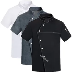Veste de chef unisexe à manches courtes, manteau de cuisine, haut d'uniforme de restaurant chinois
