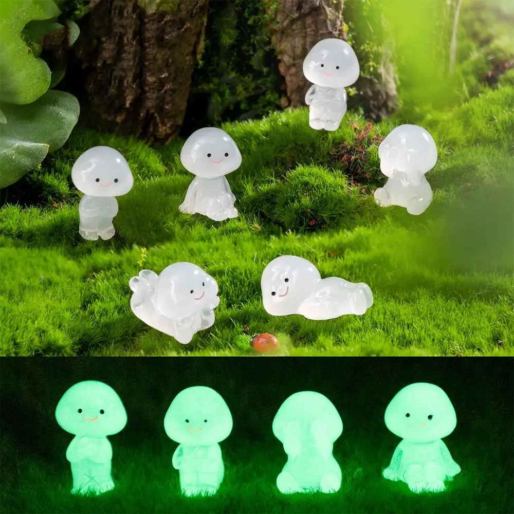 Cartoon Luminous Small People Figurines Glow in Dark Cute People Figurines Miniatures DIY Resin Crafts Little Man Statue