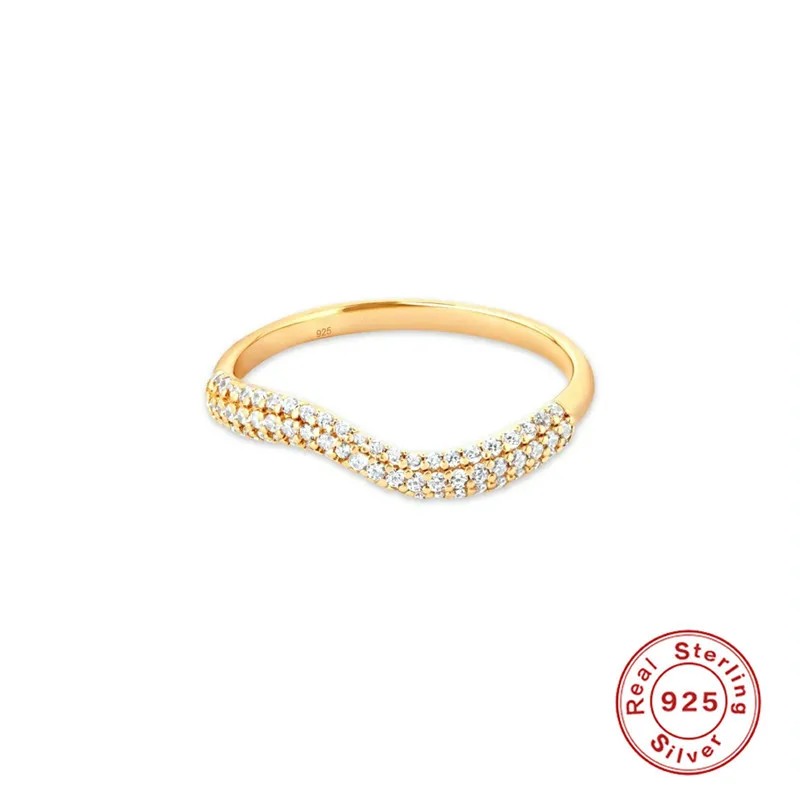

Dawn's Jewel S925 Sterling Silver Creative Wave Zircon Ring Female Diamond Temperament High-end Index Finger