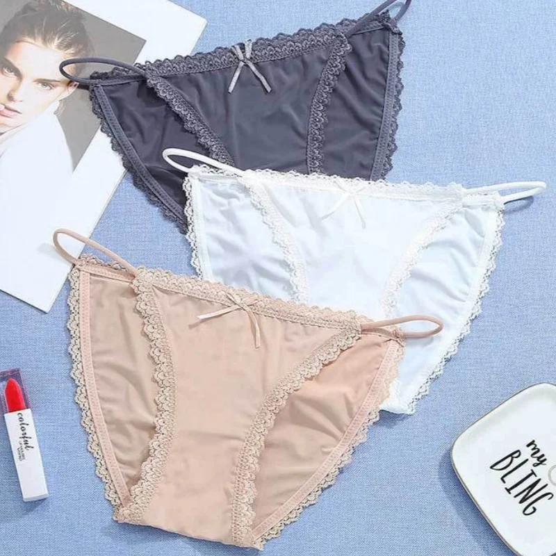 

1PC Sexy Brazilian Panties Women Ice Silk Briefs Female Underpants Solid Color Seamless Underwear Low Rise Briefs M-XL