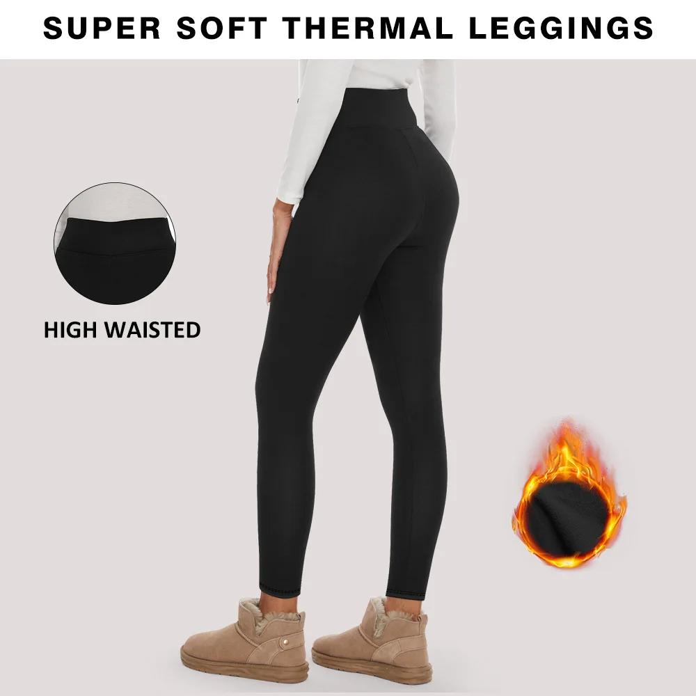 Women Fleece Lined High Waist Leggings Autumn Winter Warm Thermal Tummy Control Stretchy Sports Yoga Tight Pants