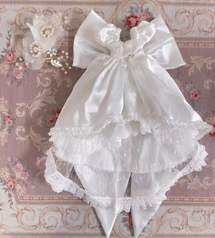 2025 4pcs classic white Blythe Headwear/Main skirt/ Bow tie accessory/Bustle 1/6 30cm(Fit for azone,Pullip,Ob22/24/26, Licca)