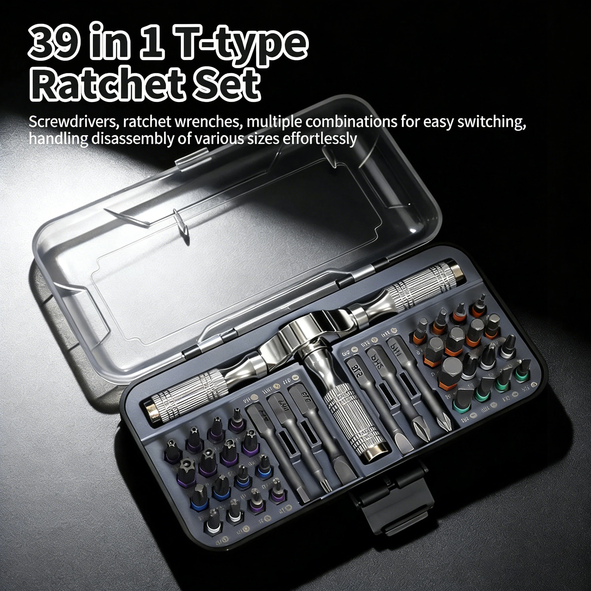 

Galacok 39 in 1 Ratchet Screwdriver Set DIY Magnetic Screwdriver Kit with 38 Bits T-Type Repair Tool for Furniture Bicycles PCs