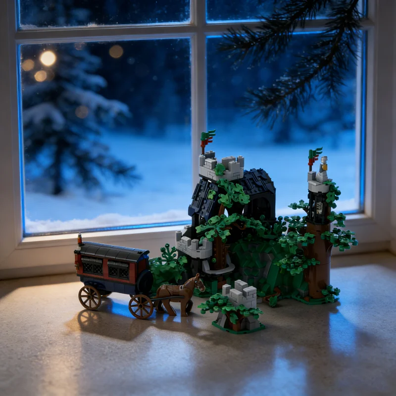 

974 шт. MOC темный лес крепость замок модель строительные блоки архитектурные игрушки рождественские подарки образовательная идея кирпич для детей