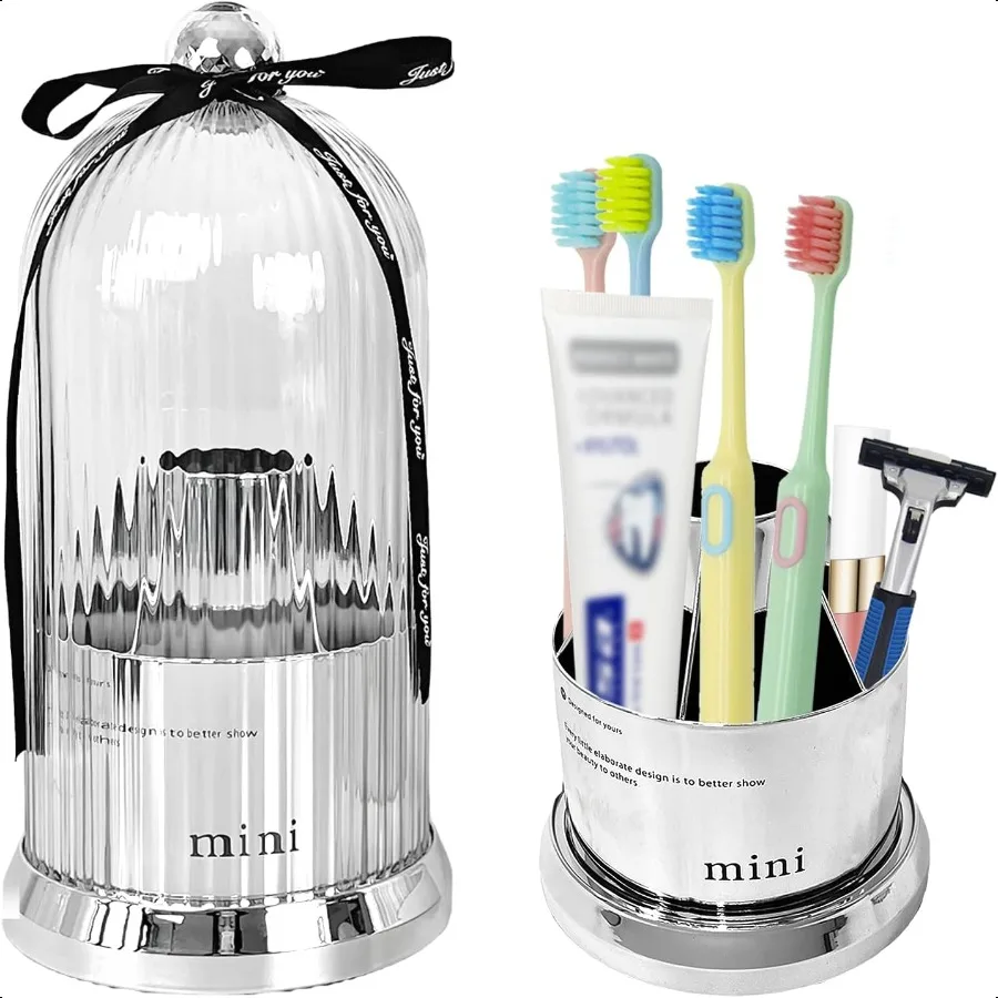 

Многофункциональные вращающиеся держатели для зубных щеток с выдвижной крышкой: органайзер на столешнице для ванной комнаты с 7 слотами идеально подходит для зубной щетки T