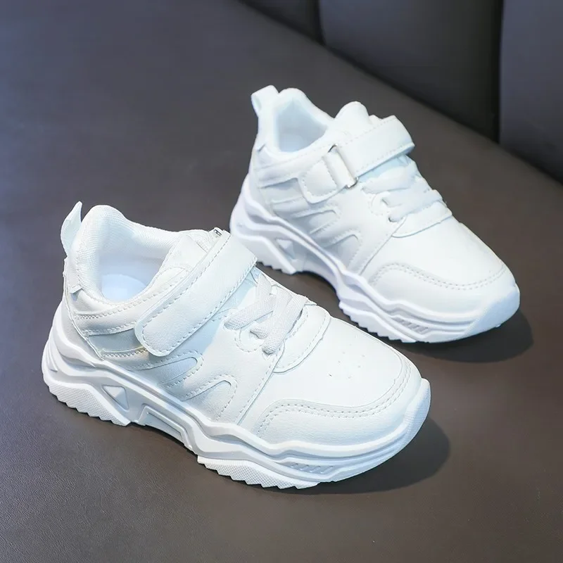 Autumn Kids White Sneakers Leisure Platform Light Soft Fashion Boys Girls Sport Shoes Size 26-37 All-match Children Trainers