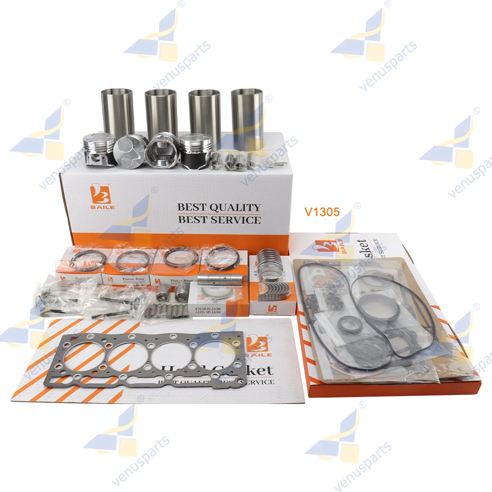 

For Kubota V1305 Overhaul Rebuild Kit Piston Rings Cylinder Liner Full Gasket Set Engine Parts