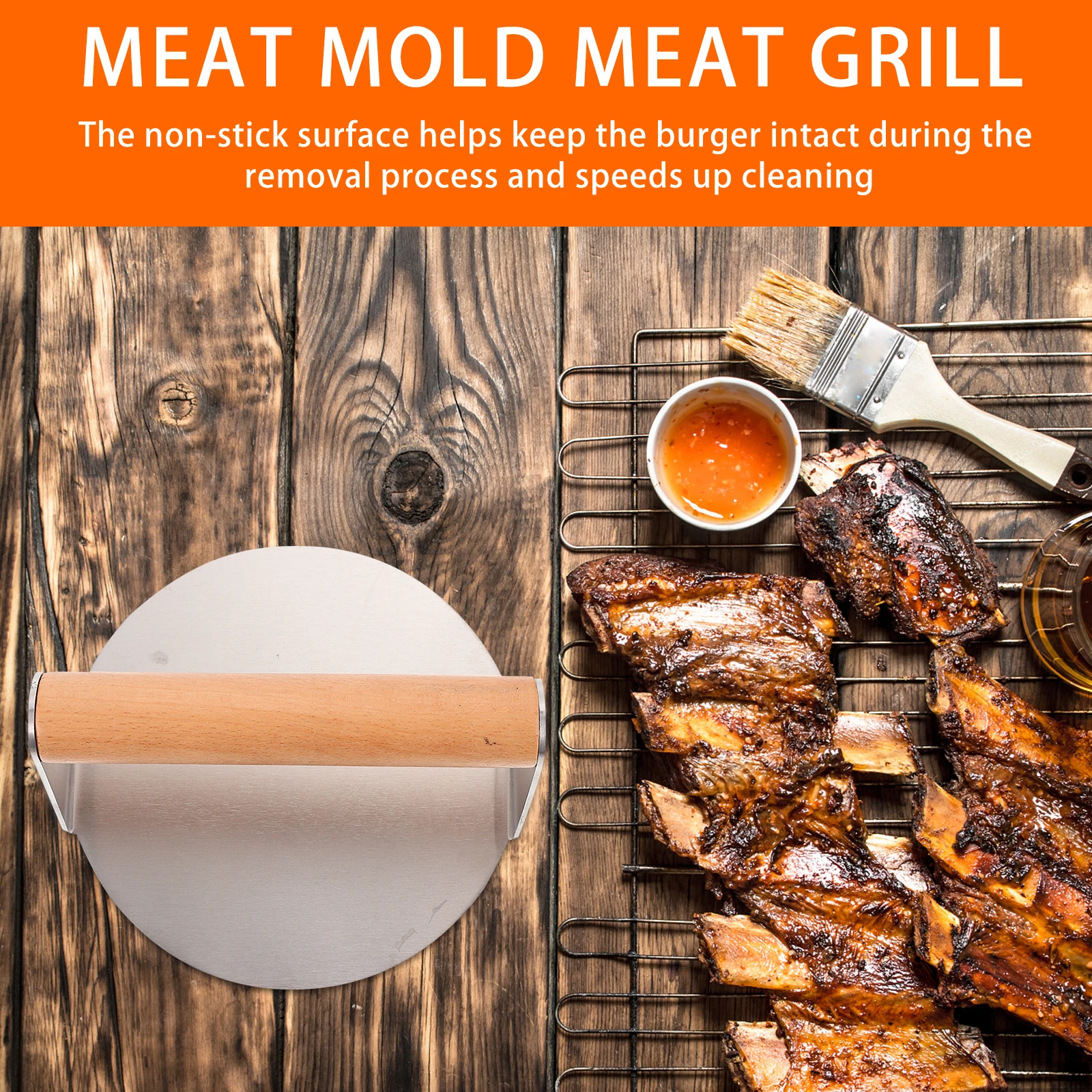 

Meat Presser Round Burger Mold Patty Maker Kitchen Tool Stainless Steel Manual Press Device For Steak Grilling